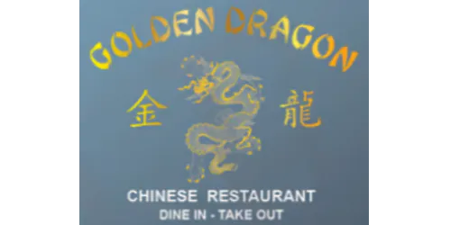 Golden Dragon Chinese restaurant logo with golden dragon graphic and text at Golden Dragon Restaurant, a Chinese Restaurant in East Troy