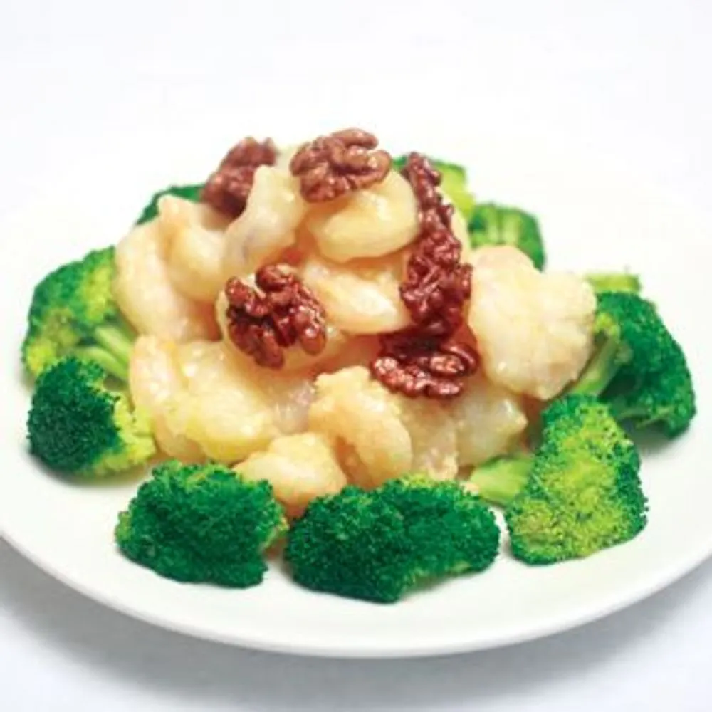 Stir‑fried shrimp with walnuts and fresh broccoli at Golden Dragon Restaurant, a Chinese Restaurant in East Troy